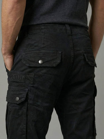 Men’s Premium Black Relaxed Fit Cargo Pants Trekyoo