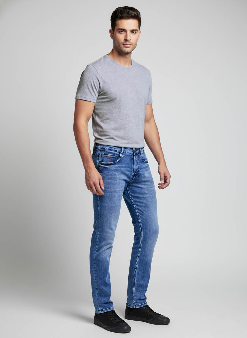 Men’s Classic Blue Slim Fit Denim Jeans Trekyoo