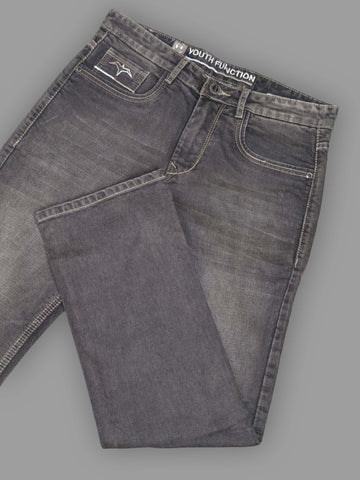 Men’s Grey Washed Straight Fit Denim Jeans – Premium Stretch Casual Wear
