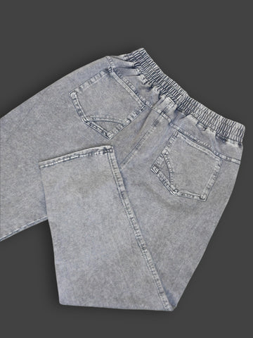 Men’s Light Wash Elastic Waist Denim Joggers Jeans