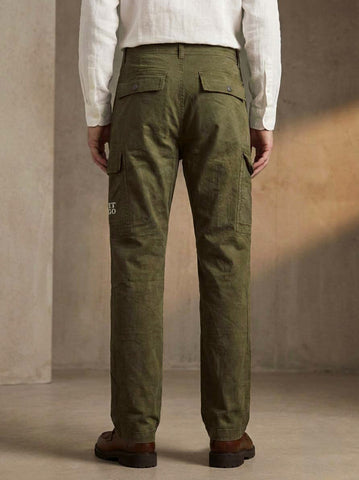 Men’s Olive Green Straight Fit Cargo Pants – Premium Cotton Utility Trousers with Multi Pockets