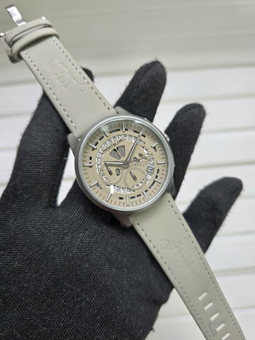 Mont Blanc Classics 5A Chronograph Watch for Men – Grey Strap & Silver Dial