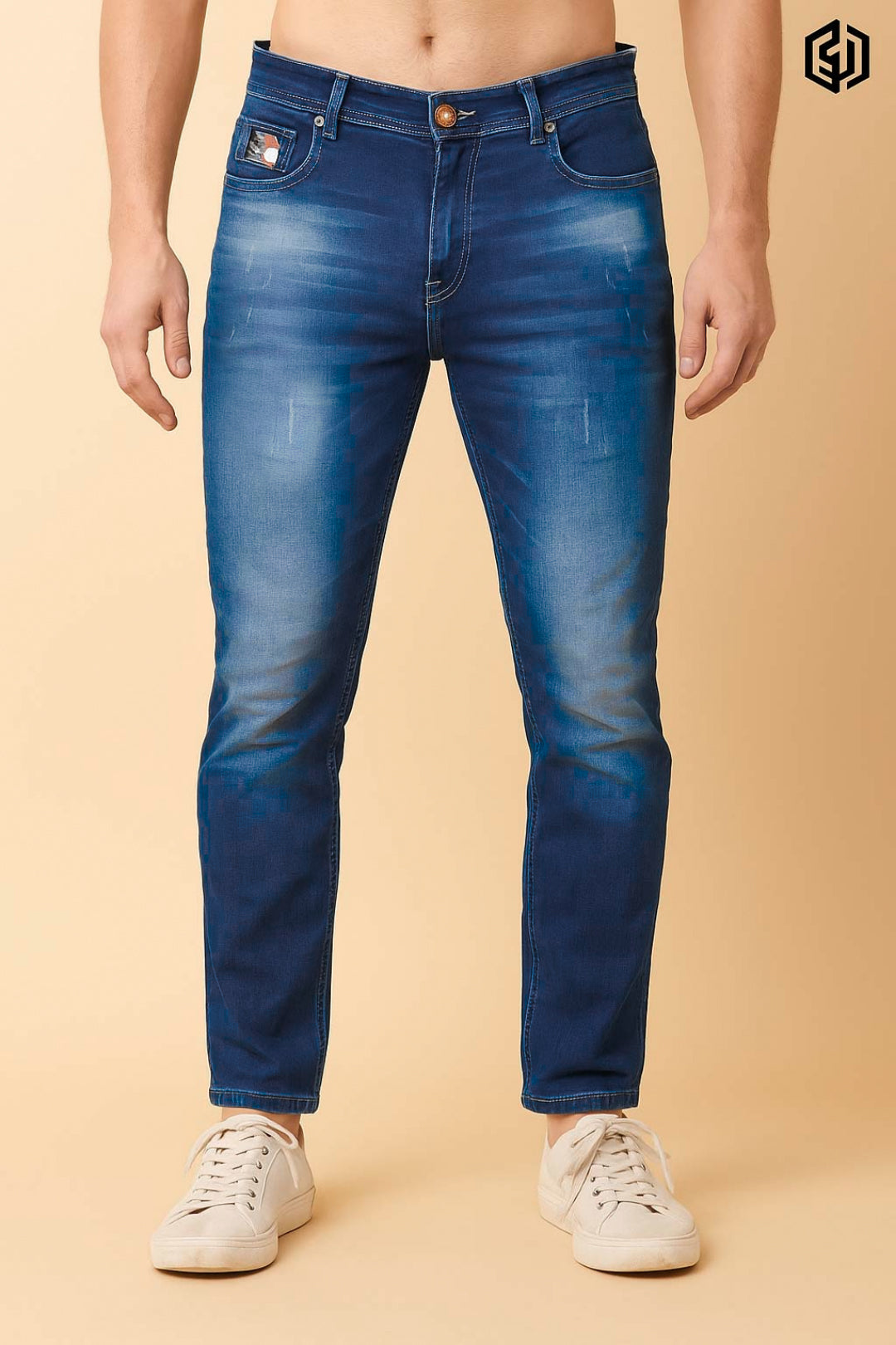 Men's Slim Fit Distressed Washed Blue Denim Jeans