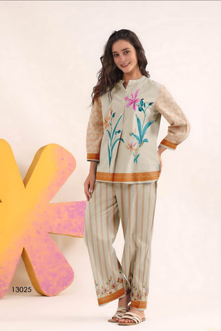 Pastel Floral Printed Co-Ord Set – Style 13025