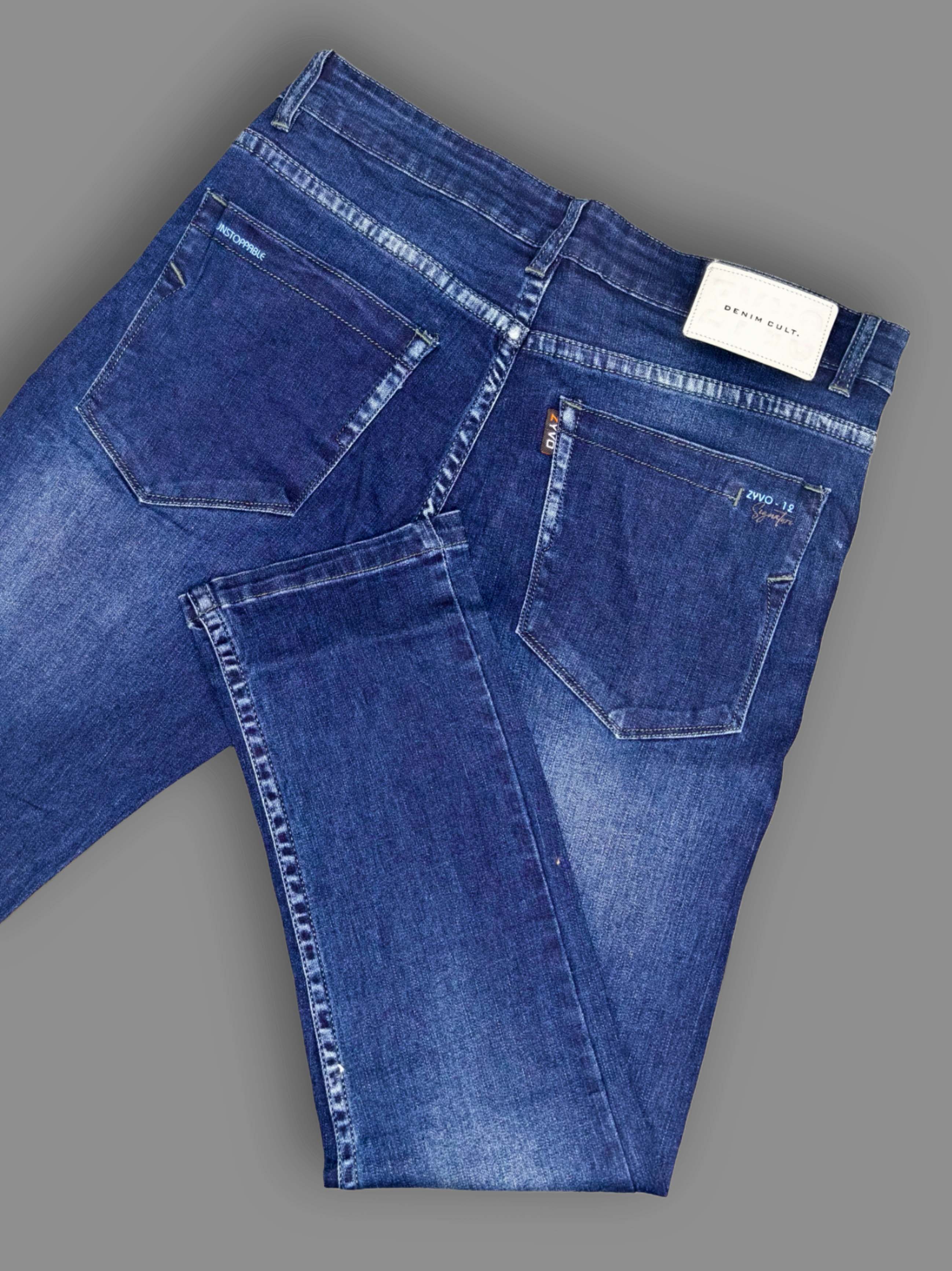 ZYVO Denim Jeans Men’s Premium Slim-Fit Blue Whisker Jeans Trekyoo