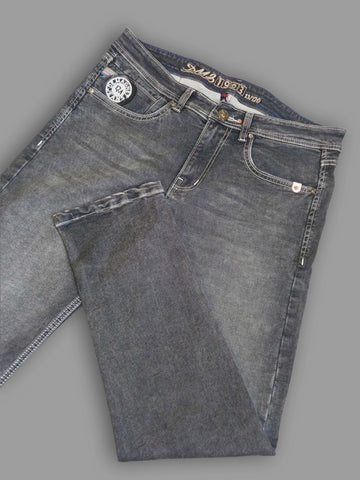 Classic Faded Grey Slim Fit Denim Jeans for Men's