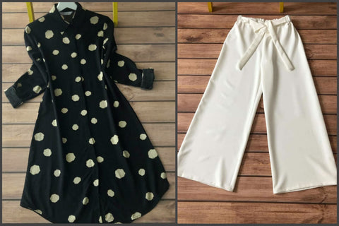 Elegant Polka Kurti with Stylish Plazzo Set