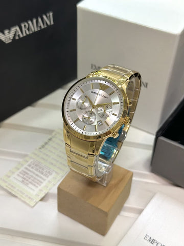 Emporio Armani Renato | Premium Stainless Steel Gold Chronograph Watch for Men