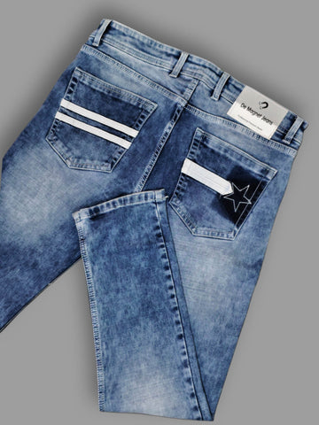 Men’s Light Blue Distressed Slim Fit Denim Jeans Trekyoo