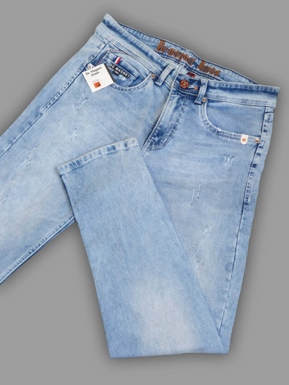 Men’s Light Blue Scratch-Wash Slim Fit Jeans