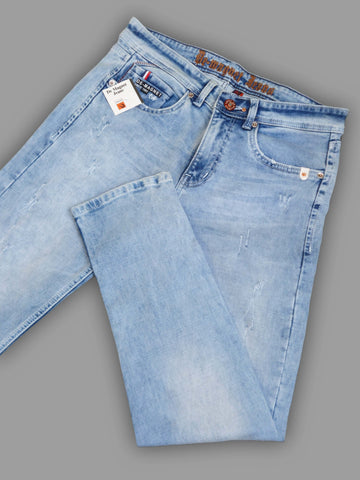 Men’s Light Blue Scratch-Wash Slim Fit Jeans