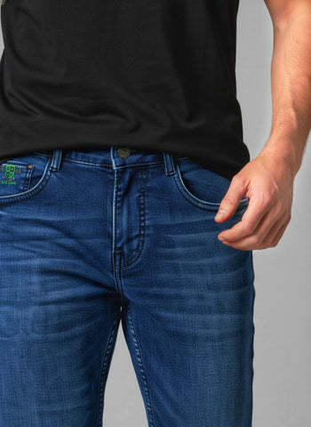 Men’s Slim Fit Mid-Blue Denim Jeans – Premium Stretchable Fabric Trekyoo