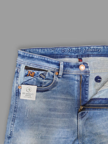 Men's Light Blue Slim Fit Distressed Jeans