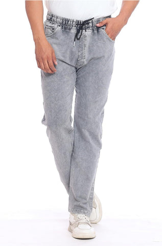 Men’s Light Wash Elastic Waist Denim Joggers Jeans