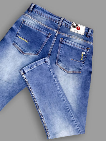 Men’s Slim Fit Light Wash Stretch Jeans | Premium Blue Denim Pants – Split Denim Raw Trekyoo