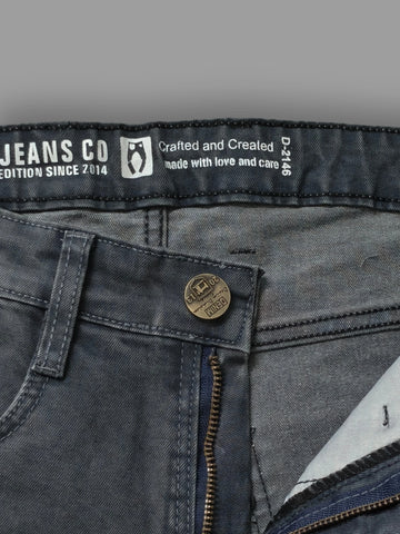 Men's Charcoal Grey Slim Fit Stretch Jeans | Premium Washed Denim | Mid Rise Casual Jeans