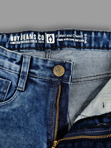 Men's Light Blue Slim Fit Stretch Jeans | Premium Washed Denim | Mid Rise Casual Jeans