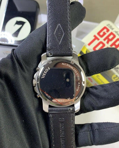 Fossil Chronograph Black Dial Men's Leather Watch