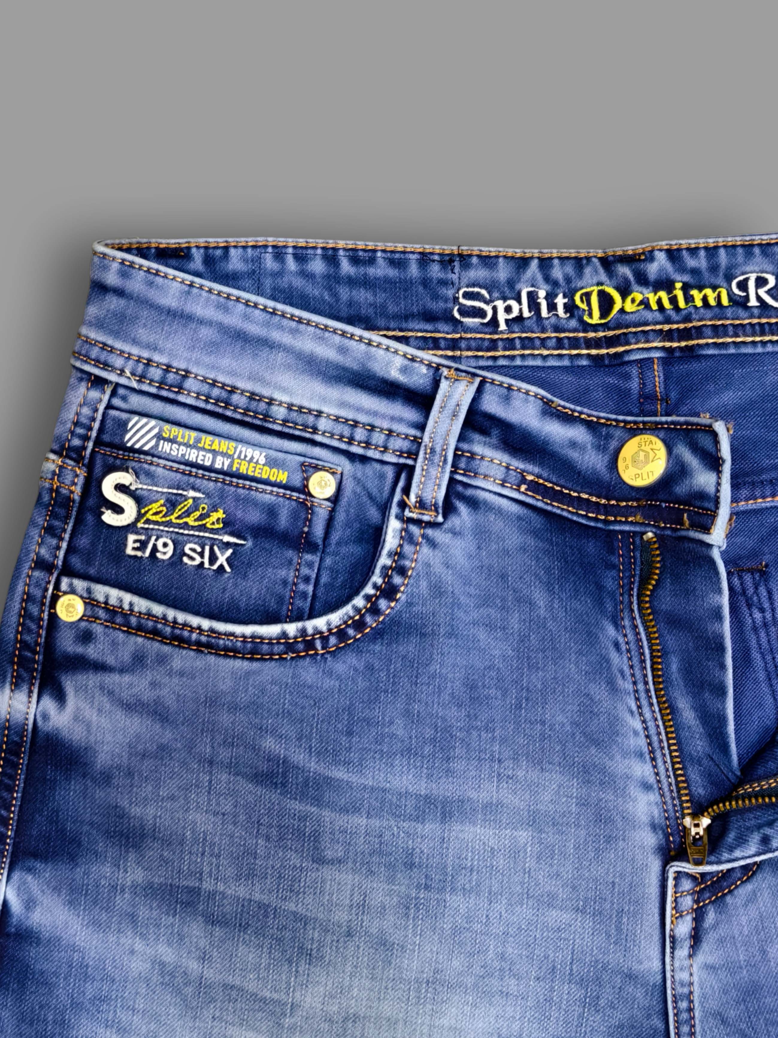 Men’s Slim Fit Light Wash Stretch Jeans | Premium Blue Denim Pants – Split Denim Raw Trekyoo