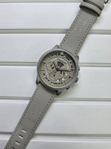 Mont Blanc Classics 5A Chronograph Watch for Men – Grey Strap & Silver Dial