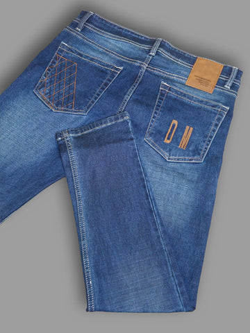 Men’s Stylish Blue Scratch-Wash Slim Fit Jeans