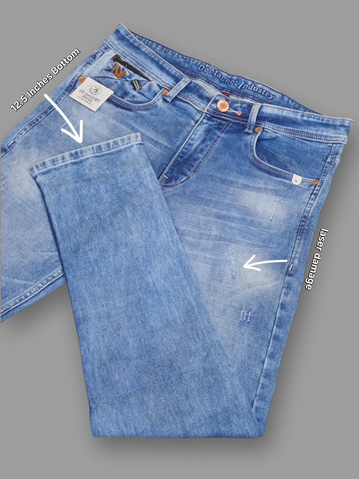Men's Light Blue Slim Fit Distressed Jeans
