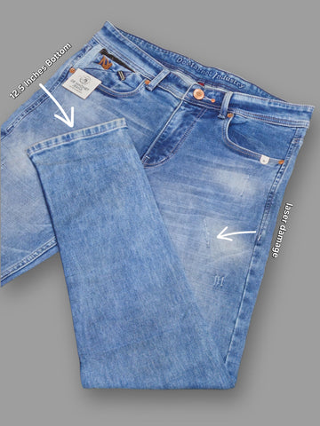 Men's Light Blue Slim Fit Distressed Jeans
