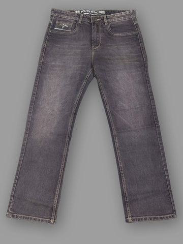 Men’s Grey Washed Straight Fit Denim Jeans – Premium Stretch Casual Wear