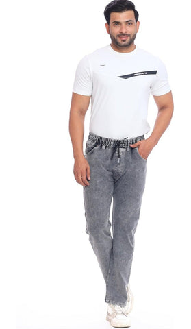 Men’s Charcoal Grey Elastic Waist Denim Joggers Jeans