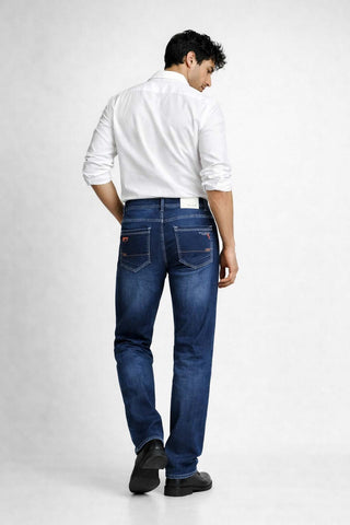 Men’s Blue Relaxed Fit Stretch Jeans | Comfortable Everyday Denim Trekyoo