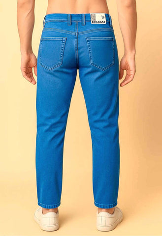 Men's Distressed Blue Denim Jeans – Stylish Slim Fit Ripped Design
