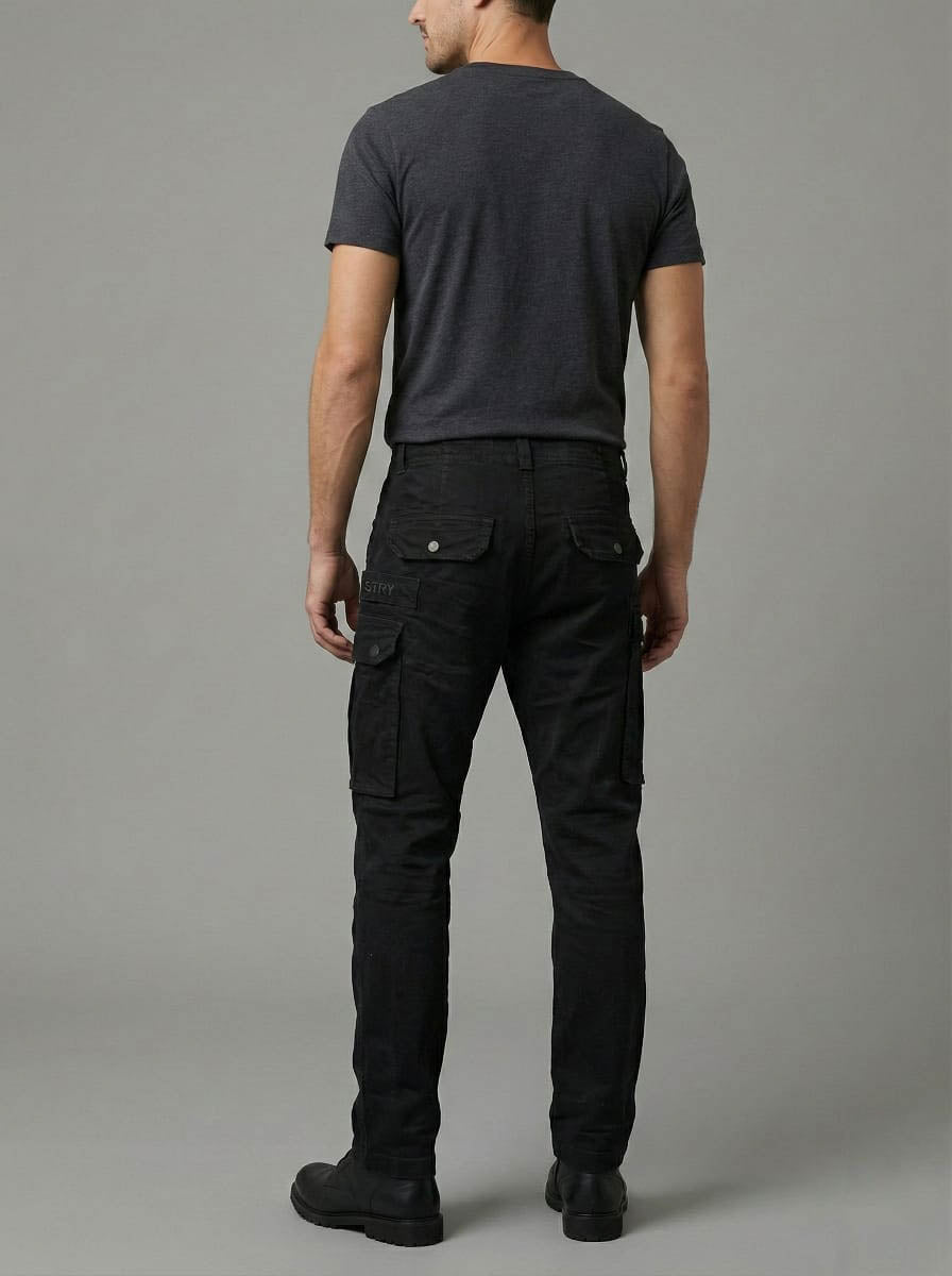 Men’s Premium Black Relaxed Fit Cargo Pants Trekyoo