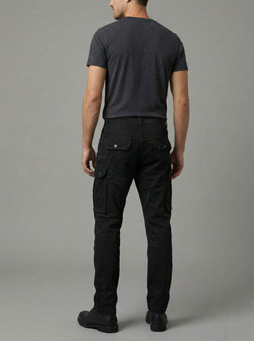 Men’s Premium Black Relaxed Fit Cargo Pants Trekyoo