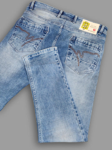 Men's Light Blue Slim Fit Distressed Jeans