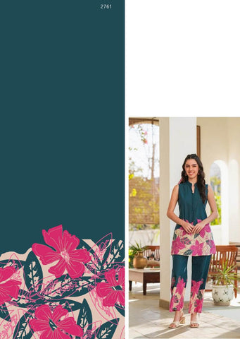 Teal Bloom Sleeveless Co-Ord Set