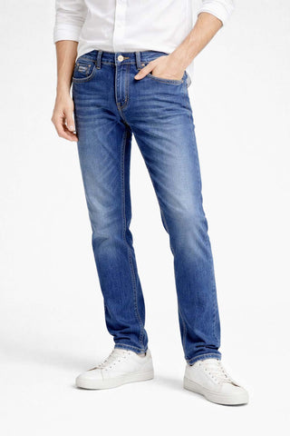 Men’s Blue Slim Fit Stretch Jeans | Comfortable Everyday Denim Trekyoo