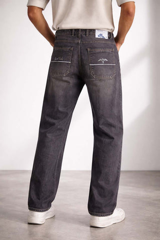 Men’s Washed Black Straight Fit Jeans – Classic Denim with Modern Comfort