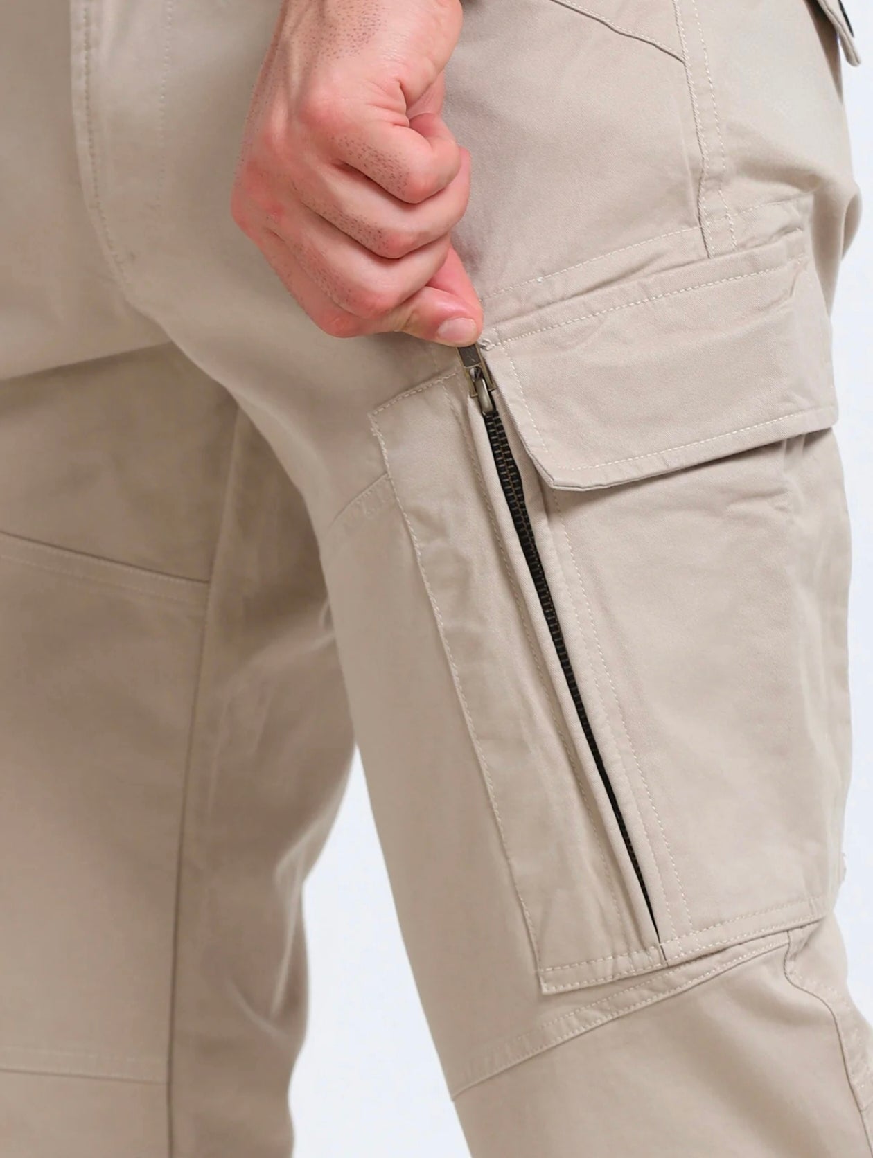 Men’s Beige Cargo Pants – Straight Fit Multi-Pocket Casual Trousers for Daily Wear Trekyoo